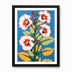 Flower Motif Painting Hollyhock 3 Art Print