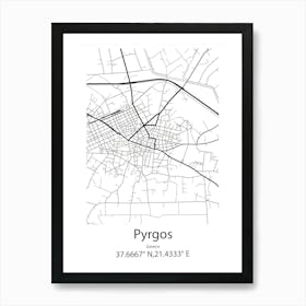 Pyrgos,Greece Minimalist Map Art Print