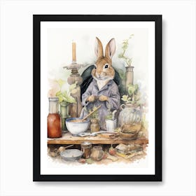 Bunny Kitchen Rabbit Prints Watercolour 1 Art Print