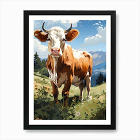 Cow In The Meadow Art Print