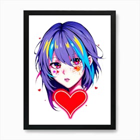 Anime Girl With A Heart Art Print