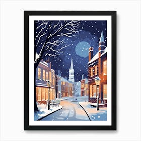 Winter Travel Night Illustration Stratford Upon Avon United Kingdom 3 Art Print