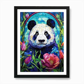 Panda Art In Stained Glass Art Style 4 Art Print