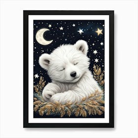 Polar Bear Sleeping Night Art Print