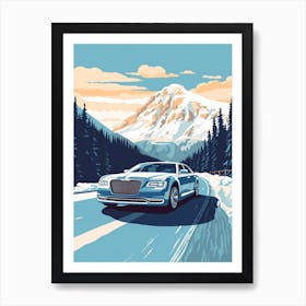 A Chrysler 300 Car In Icefields Parkway Flat Illustration 4 Art Print