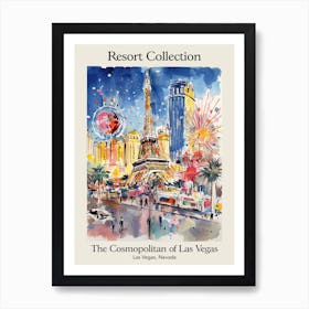 Poster Of The Cosmopolitan Of Las Vegas   Las Vegas, Nevada   Resort Collection Storybook Illustration 1 Art Print