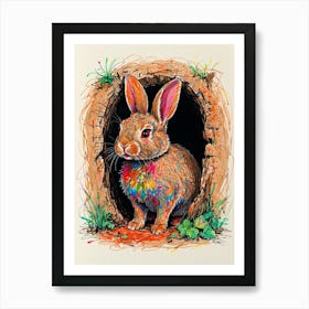 Rabbit In A Hole Art Print