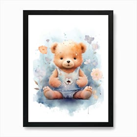 Yoga Teddy Bear Painting Watercolour 1 Art Print