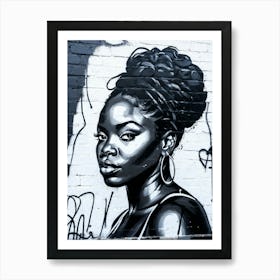 Graffiti Mural Of Beautiful Black Woman 213 Art Print