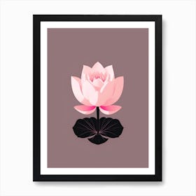 A Pink Lotus In Minimalist Style Vertical Composition 2 Art Print