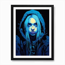 Billie Eilish Blue Portrait 6 Art Print