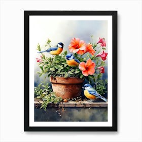 Birds In A Pot Art Print