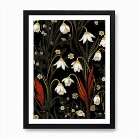 Snowdrop 2 William Morris Style Winter Florals Art Print