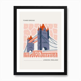 Tower Bridge   London, England, Warm Colours Illustration Travel Poster 2 Art Print