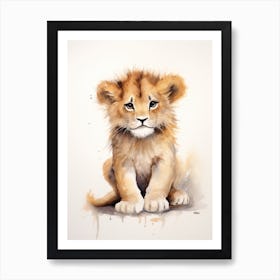 Drawing Watercolour Lion Art Painting 4 Art Print