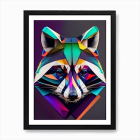 Cozumel Raccoon Modern Geometric 3 Art Print