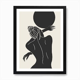 Girl With Bun 2 Backview Shadow Shilhouette Art Print