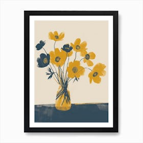 Anemone Flowers On A Table   Contemporary Illustration 1 Art Print