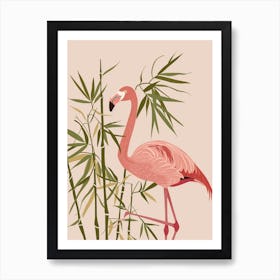 Chilean Flamingo Bamboo Minimalist Illustration 4 Art Print