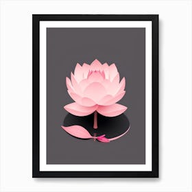 A Pink Lotus In Minimalist Style Vertical Composition 7 Art Print