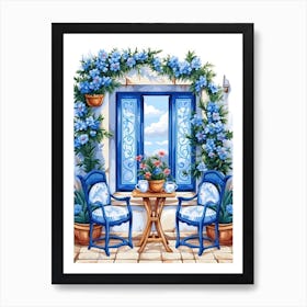 Blue Table And Chairs Art Print