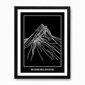 Ben More Mull Mountain Line Drawing 3 Poster Art Print