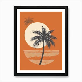 Sunset Palm Tree Canvas Print Art Print