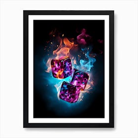 Dice In Fire Stock Photo Art Print