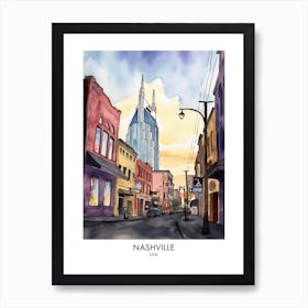 Nashville Watercolour Travel Poster 1 Art Print