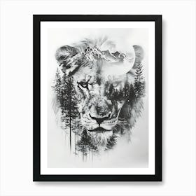 Lion In The Forest 7 Art Print