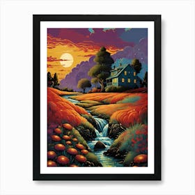 Sunset In The Field Art Print