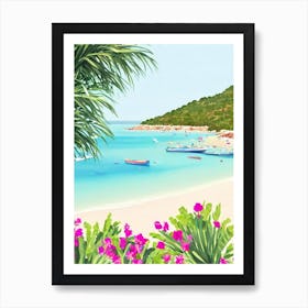 Cala Bassa Beach, Ibiza, Spain Contemporary Illustration 1  Art Print