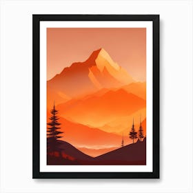 Misty Mountains Vertical Composition In Orange Tone 150 Art Print