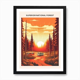 Superior National Forest Midcentury Travel Poster Art Print
