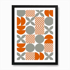 bauhuas Orange And Grey Geometric Pattern Poster