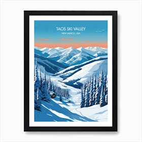 Poster Of Taos Ski Valley   New Mexico, Usa, Ski Resort Illustration 2 Art Print