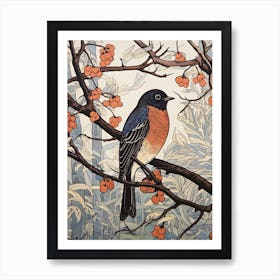 Art Nouveau Birds Poster Eastern Bluebird 3 Art Print