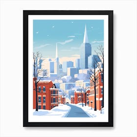 Retro Winter Illustration Boston Usa 2 Art Print