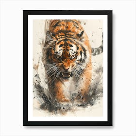 Badass Angry Tiger Ink Painting 20 Art Print