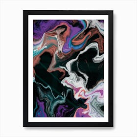 Fluid Abstract Oil Multi Colour Art Print
