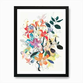 Honeysuckle 2 Collage Flower Bouquet Art Print