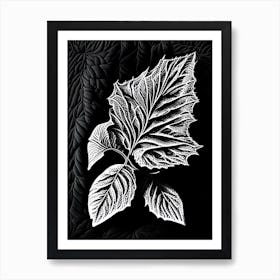 Raspberry Leaf Linocut 5 Art Print