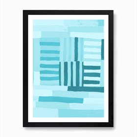 Painted Color Block Grid In Mint Art Print