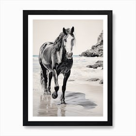 A Horse Oil Painting In Tulum Beach, Mexico, Portrait 3 Art Print