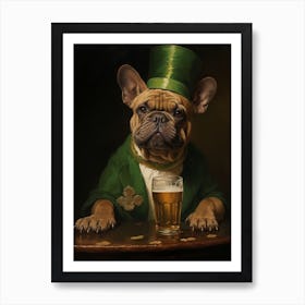 Kbgtron Bulldog Wearing Patrick Day Hat And Holding A Beer 1400 67842867 B270 47d4 A110 140361873b63 Art Print