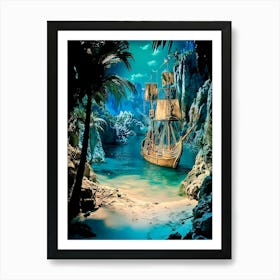 Pirate Ship In The Sea Art Print