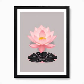 A Pink Lotus In Minimalist Style Vertical Composition 1 Art Print