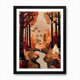 Dancer In Autumn Forest Art Print