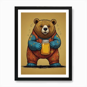 Bear With Honey Art Print