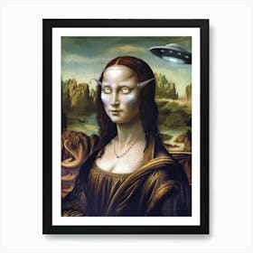 Alien Galaxy Mona Lisa Art Print